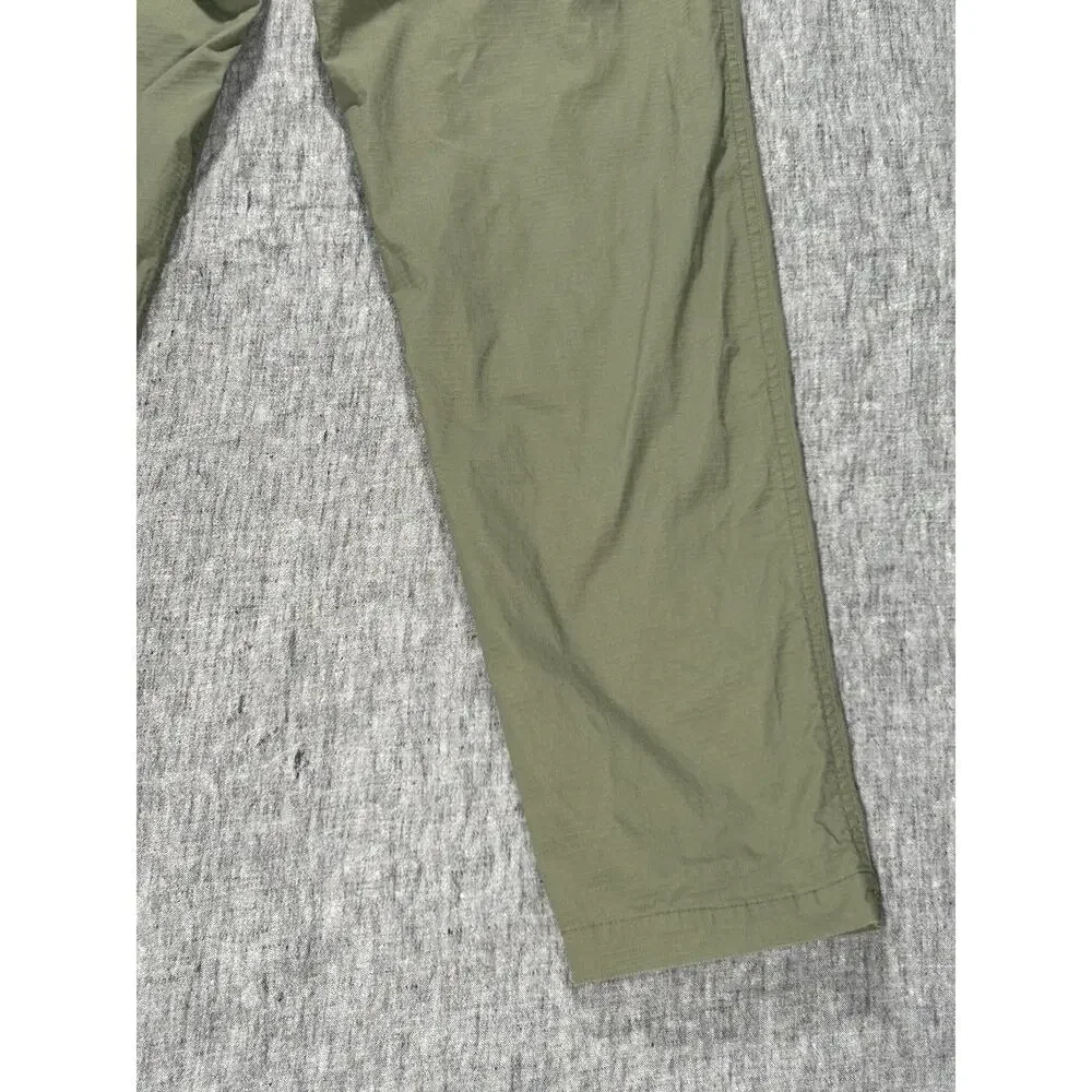 Wrmfzy Pants Mens Large Green Ripstop Tactical Cargo Elastic Waist Stretch